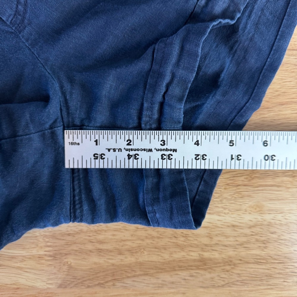 Athleta Cabo Linen 4" Short Womens 6 Navy Blue Elastic Drawstring Waist Pockets - Picture 7 of 7
